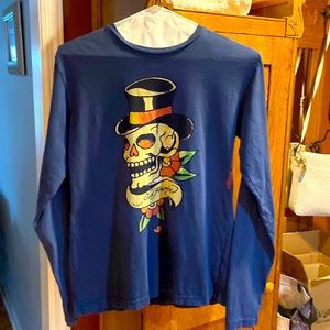 Ed Hardy blue long sleeve Tee large but wears like a medium